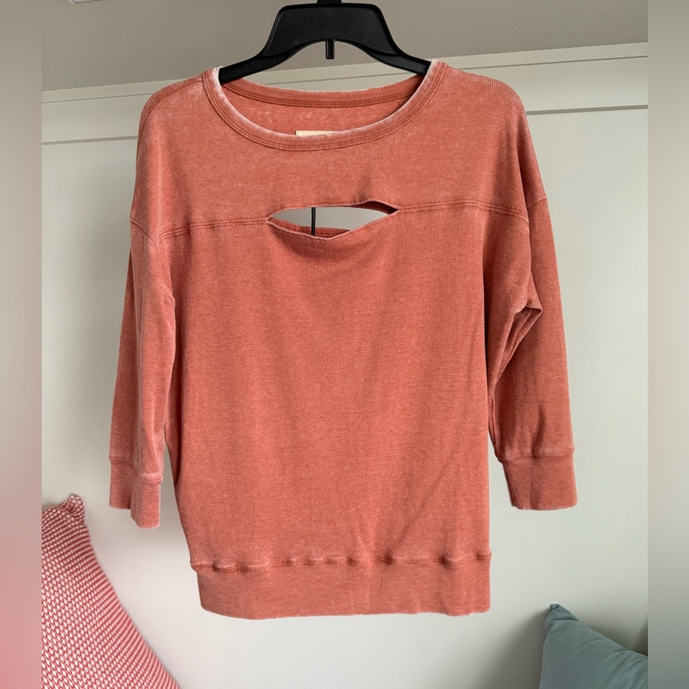NWT Chaser Rust Pumpkin Orange Cutout Long Sleeve Size Small